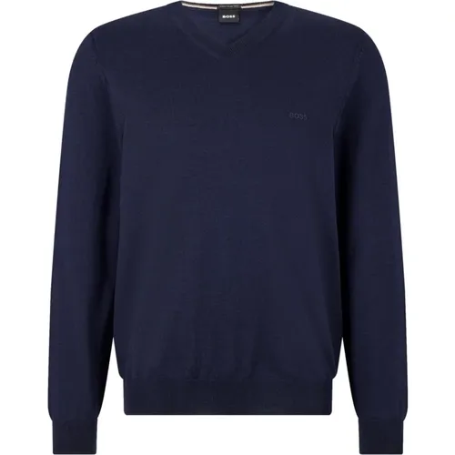 Mens V-Neck Pure Wool Sweater in , male, Sizes: 3XL, XL, 2XL, L - Hugo Boss - Modalova