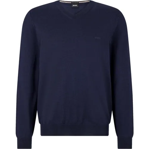 Mens V-Neck Pure Wool Sweater in , male, Sizes: 3XL, XL - Hugo Boss - Modalova