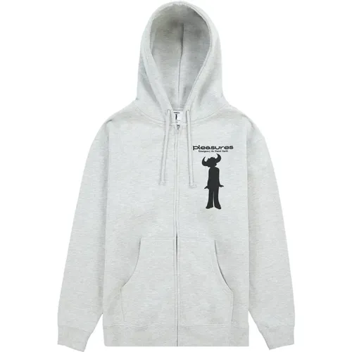 Grey Hoodie Zip Sweater Jamiroquai Print , male, Sizes: XL, L, S - Pleasures - Modalova