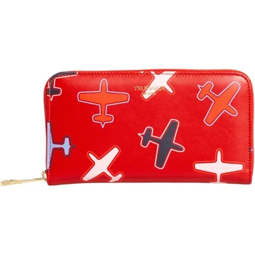 Airplane Theme Zip Wallet , unisex, Sizes: ONE SIZE - Trussardi - Modalova