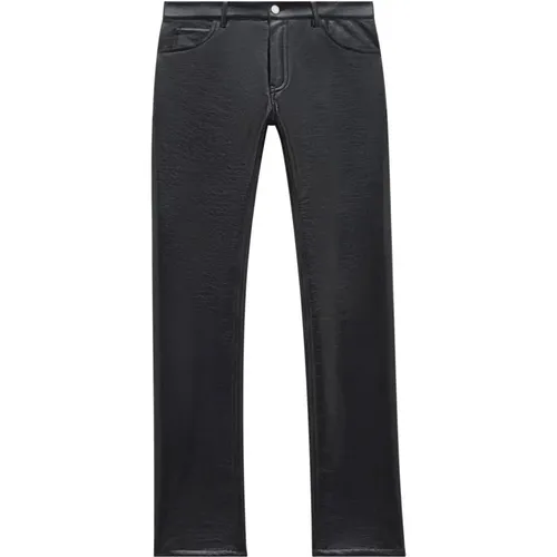 Schwarze Vinyl Straight-Leg Hose , Herren, Größe: L - Courrèges - Modalova