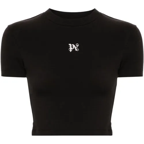Schwarze T-Shirts und Polos , Damen, Größe: XS - Palm Angels - Modalova