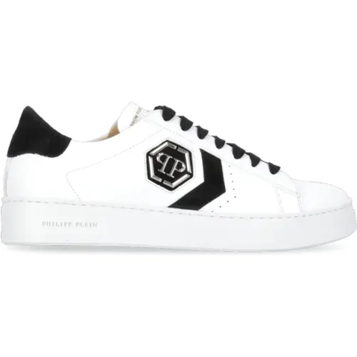 Leather Sneakers Hexagon Logo , male, Sizes: 8 UK, 7 UK, 9 UK, 10 UK, 6 UK - Philipp Plein - Modalova