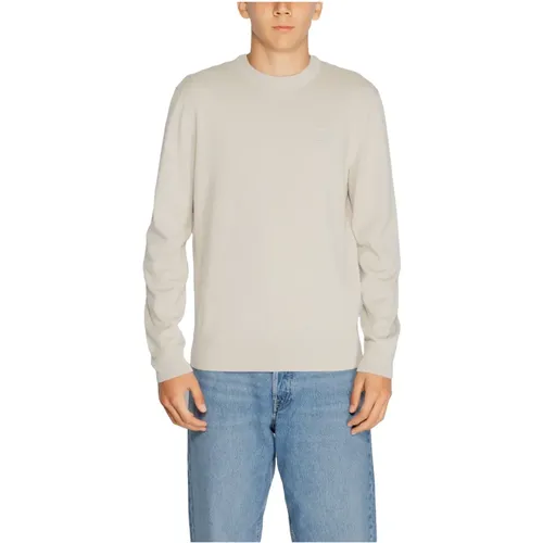 Beiger Strick Rundhals Pullover Herren - Boss - Modalova