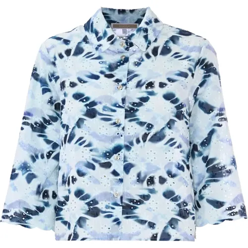 Broderie Anglaise Shirt mit Tie-Dye Muster , Damen, Größe: M - Kocca - Modalova