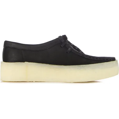 Schwarzer Wallabee Cup Schnürschuh , Damen, Größe: 40 EU - Clarks - Modalova