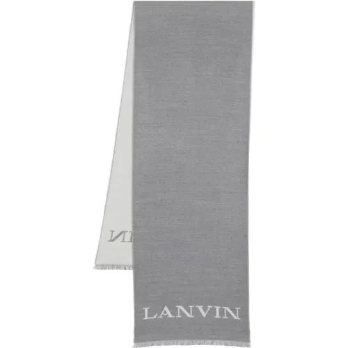 Knitted Wraparound Scarf with Logo Motif , female, Sizes: ONE SIZE - Lanvin - Modalova