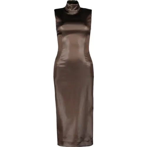 Satin Sleeveless Midi Dress , female, Sizes: M, S - Dolce & Gabbana - Modalova