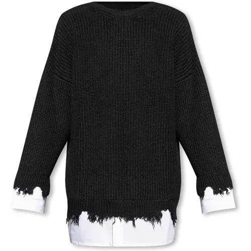 Sweater with shirt insert , male, Sizes: L, XL - MM6 Maison Margiela - Modalova
