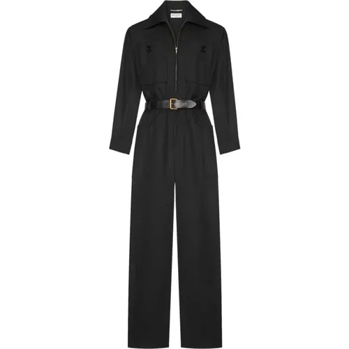 Cotton twill jumpsuit , female, Sizes: M - Saint Laurent - Modalova