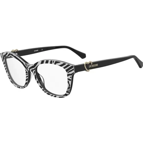 Stilvolle Schwarze und Weiße Brille , unisex, Größe: 52 MM - Love Moschino - Modalova
