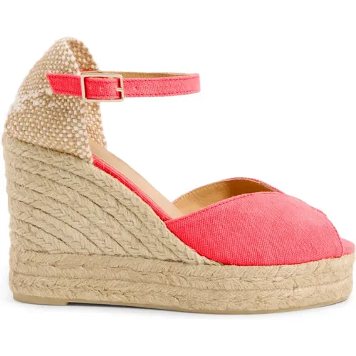 Bianca gewaschene Baumwoll-Espadrilles mit Schnürung und 11 cm Absatz. , Damen, Größe: 38 EU - Castañer - Modalova