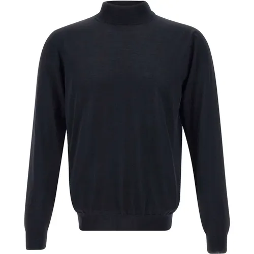 Merinowolle Rollkragenpullover Marineblau , Herren, Größe: 5XL - Filippo De Laurentiis - Modalova