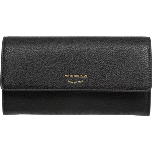 Snap-button Wallet with Logo and Card Slots , female, Sizes: ONE SIZE - Emporio Armani - Modalova