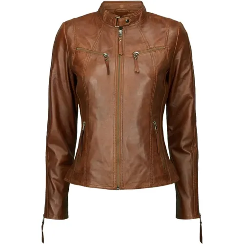 Bikerjacke Leder 10245 Dunkel Cognac , Damen, Größe: 4XL - BTFCPH - Modalova