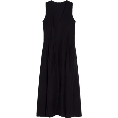 Schwarzes Midi-Kleid mit V-Ausschnitt , Damen, Größe: M - Pennyblack - Modalova