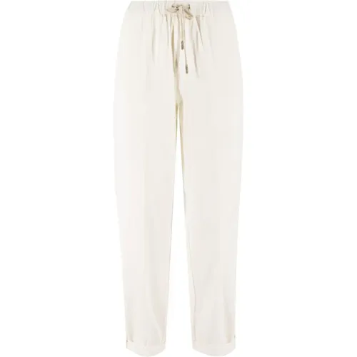 Cream Jogger Trousers for Women , female, Sizes: XS, L - Panicale - Modalova