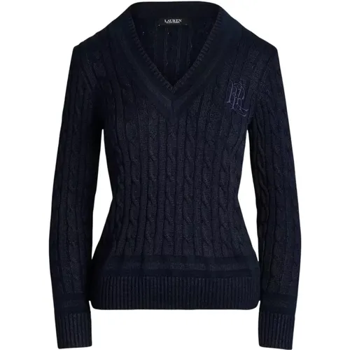 Dunkelblauer Pullover mit Zopfmuster - Ralph Lauren - Modalova