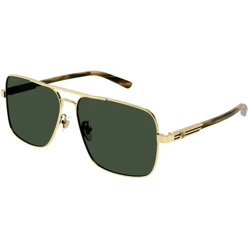 Gold/Green Sunglasses Gg1289S , male, Sizes: 62 MM - Gucci - Modalova