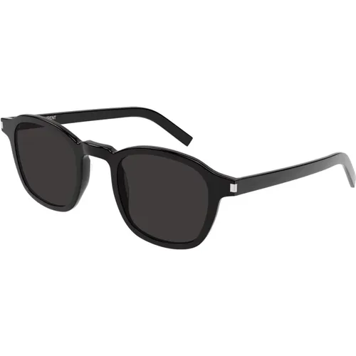 Schwarz/Grau Slim Sonnenbrille , Herren, Größe: 47 MM - Saint Laurent - Modalova