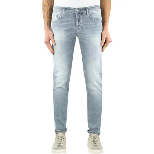 Slim Fit Graue Denim Jeans , Herren, Größe: W33 - Dondup - Modalova