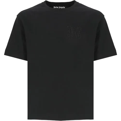 Cotton T-shirt Crew Neck Short Sleeves , male, Sizes: M, L - Palm Angels - Modalova