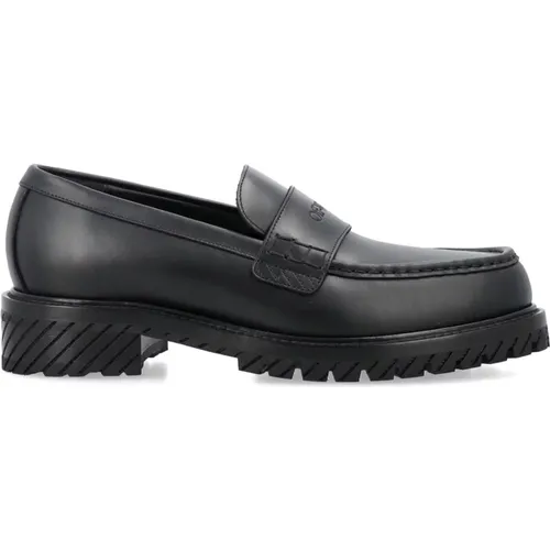 Schwarze Militärloafer mit Signatursohle , Herren, Größe: 40 EU - Off White - Modalova