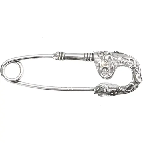 Sterling Silver Arabesque Safety Pin Earring , unisex, Sizes: ONE SIZE - Emanuele Bicocchi - Modalova
