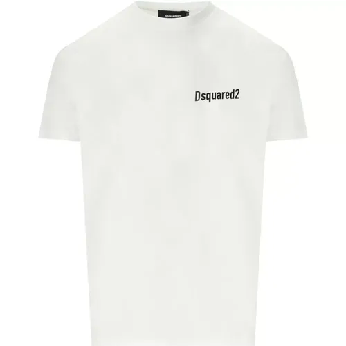 Cool Fit Weißes Logo Print T-Shirt , Herren, Größe: L - Dsquared2 - Modalova