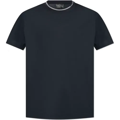 T-Shirt mit gesticktem Logo , Herren, Größe: L - Emporio Armani - Modalova