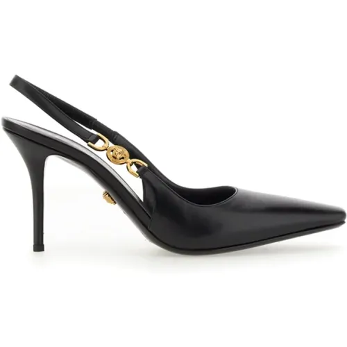 Leather Medium Heel Pumps Made in Italy , female, Sizes: 4 UK, 3 UK, 5 UK - Versace - Modalova