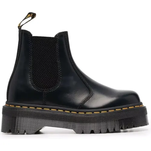 Schwarze Leder Platform Chelsea Stiefel - Dr. Martens - Modalova