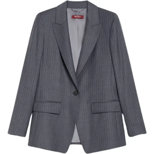 Grey Wool Flannel Blazer , female, Sizes: XS, S - Max Mara Studio - Modalova