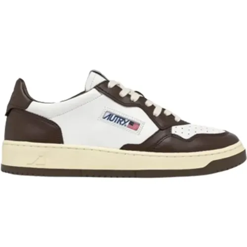 Bicolor Leder Sneakers Weiß Kastanie - Autry - Modalova