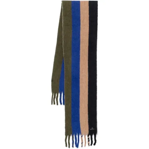 Blue Striped Embroidered Scarf , male, Sizes: ONE SIZE - Paul Smith - Modalova