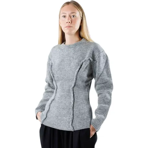 Grauer Wollpullover mit Sichtbaren Nähten , Damen, Größe: M - Comme des Garçons - Modalova