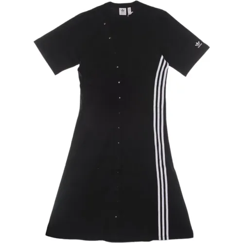 Langes Schwarzes Hemdkleid , Damen, Größe: L - Adidas - Modalova
