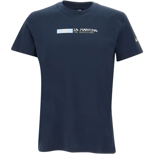 Besticktes Logo Navy T-shirt - LA MARTINA - Modalova