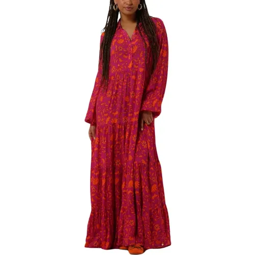 Rosa Maxi Kleid mit Print , Damen, Größe: S - Harper & Yve - Modalova