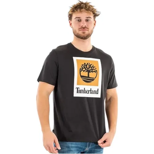 Kurzarm Logo Stack T-Shirt , Herren, Größe: M - Timberland - Modalova