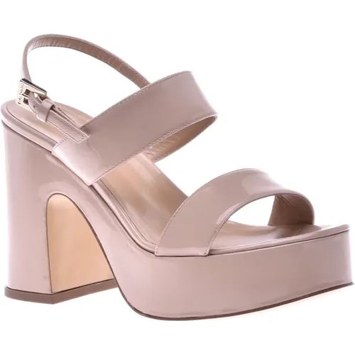 Sandal in nude shiny leather , female, Sizes: 3 UK, 5 UK, 4 UK - Baldinini - Modalova