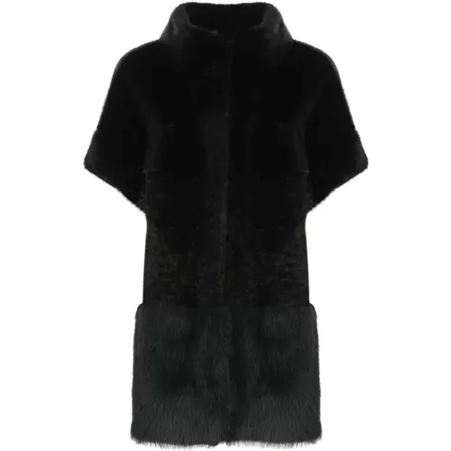 Synth-Fur High Neck Coat , female, Sizes: XS, S - Bully - Modalova