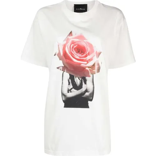 T-Shirt mit dekorativem Rosenprint , Damen, Größe: XS - John Richmond - Modalova