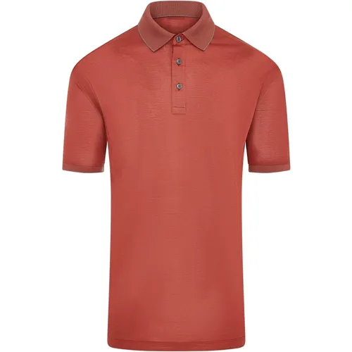 Cotton Micro Stripe Polo Rust , male, Sizes: XL, M, S, L - PAUL & SHARK - Modalova