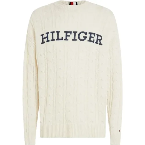 Monotype Cable Crew Neck Sweater , Herren, Größe: 2XL - Tommy Hilfiger - Modalova