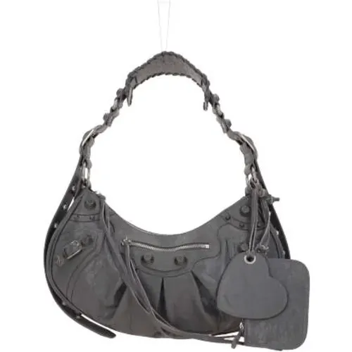 Grey Arena Leather Shoulder Bag with Studs and Buckles , female, Sizes: ONE SIZE - Balenciaga - Modalova