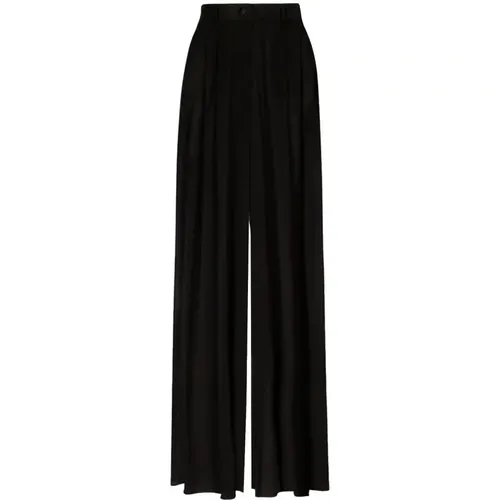 Silk Wide Leg Trousers , female, Sizes: XS, L, S, M - Dolce & Gabbana - Modalova