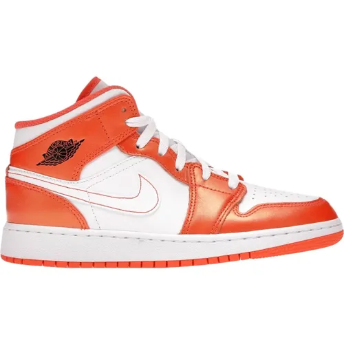 Metallic Air Jordan 1 Mid , female, Sizes: 6 UK, 3 UK, 7 UK, 4 1/2 UK, 5 1/2 UK, 2 1/2 UK, 5 UK, 3 1/2 UK - Nike - Modalova