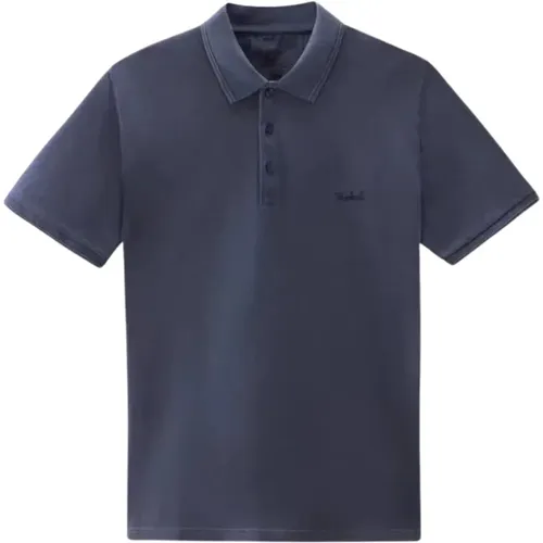 Stretch Cotton Polo Navy , Herren, Größe: M - Woolrich - Modalova