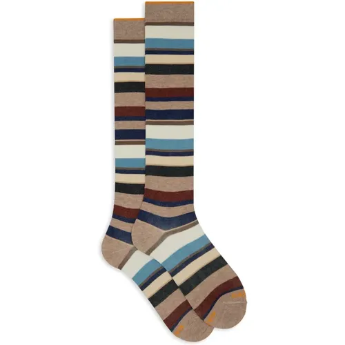 Italienische Lange Gestreifte Socken , Herren, Größe: M - Gallo - Modalova